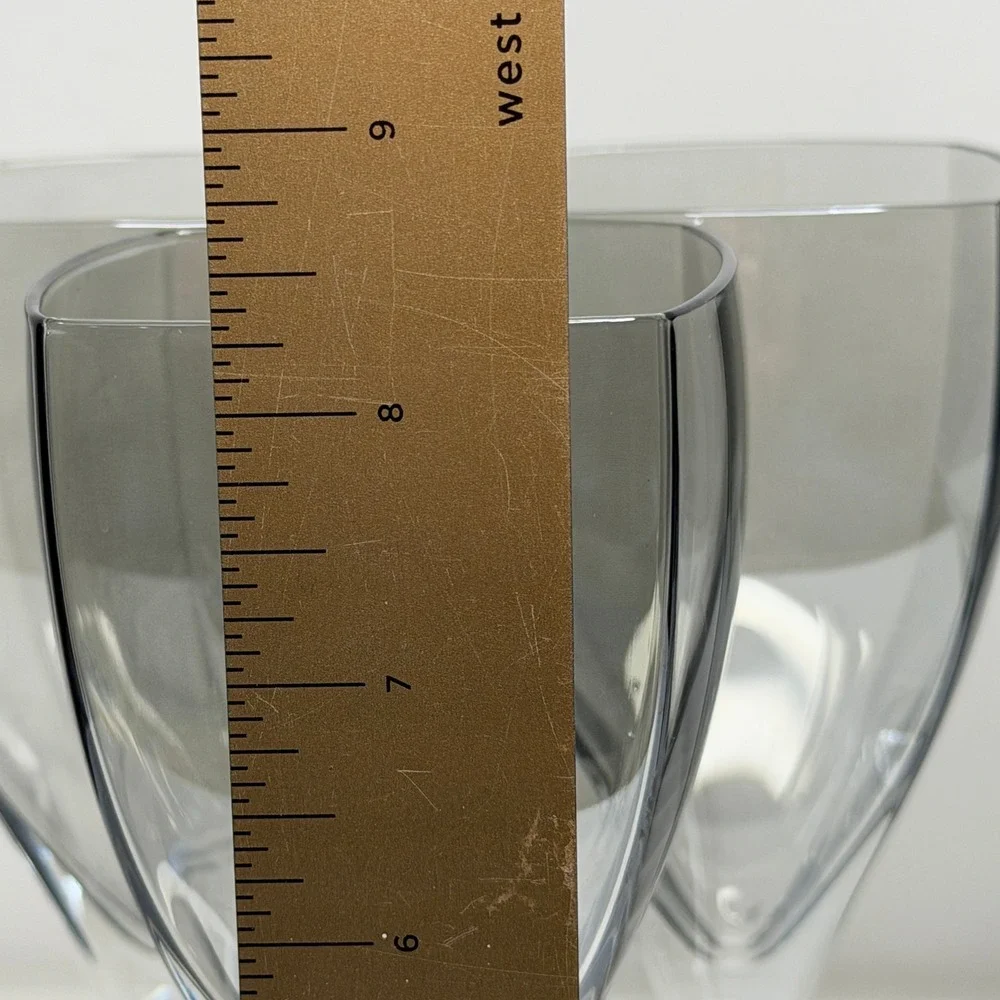Mikasa Wine Glasses Panache Platinum Smoke Gray Square Rim 8.25